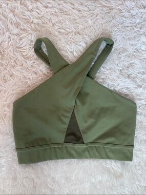 Nike Olive Green Cross-Front Bralette